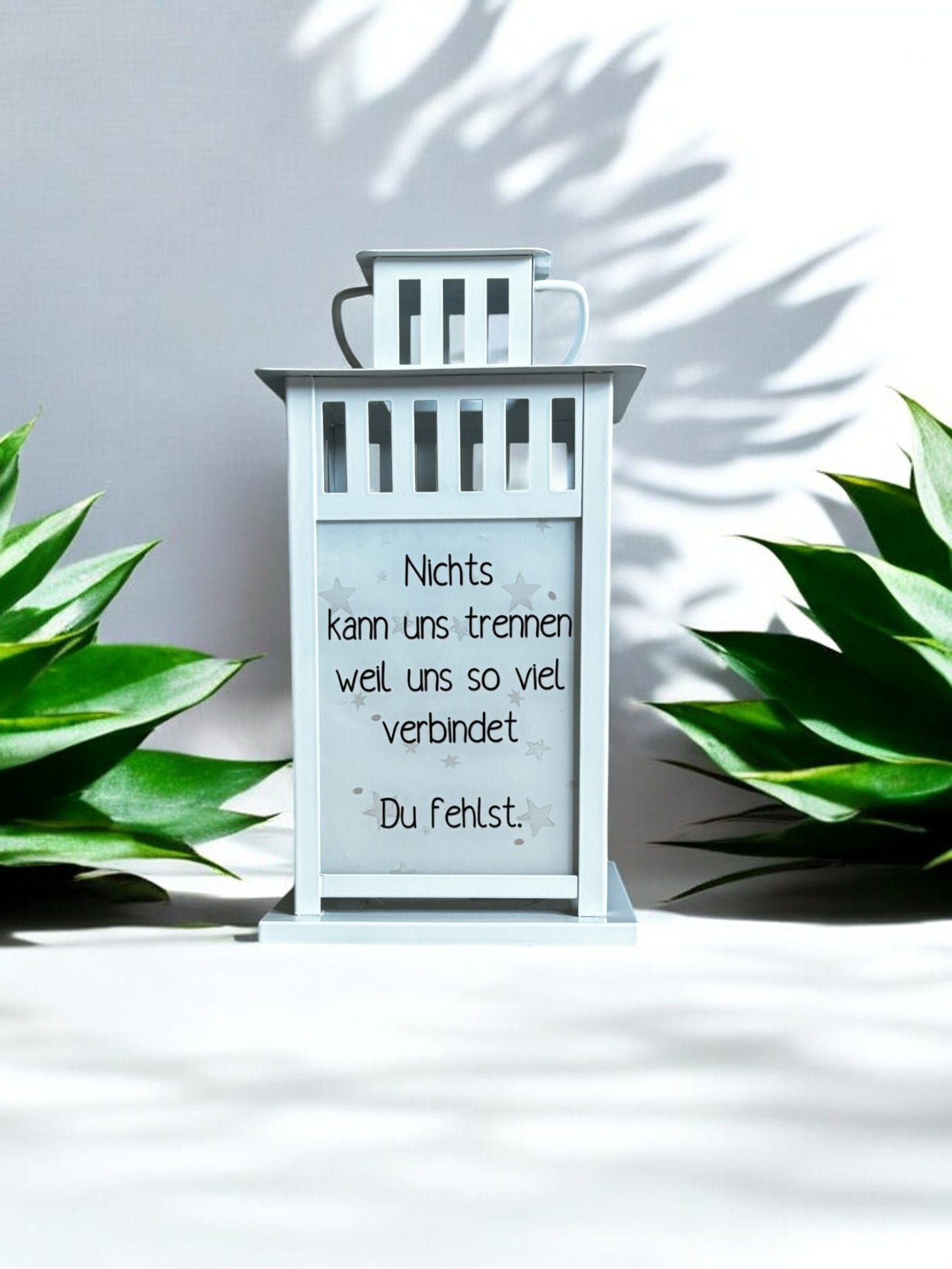 personalisierte Grablaterne mit Wunschtext - Motiv: Fee