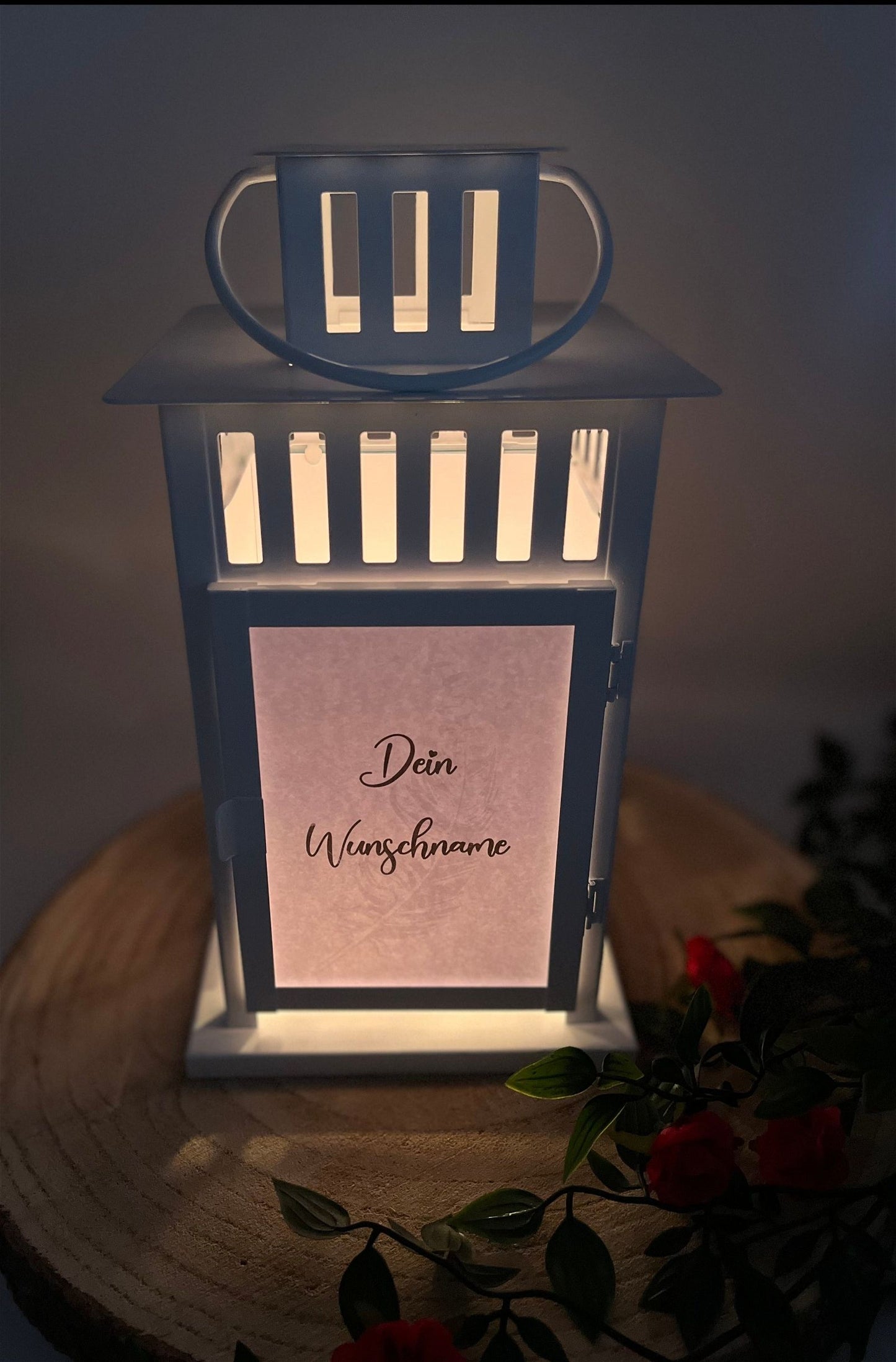 Fotolaterne - personalisierte Grablaterne mit Wunschtext - Motiv: Feder - ZaraTiv -  -  - #original_alt_text# 