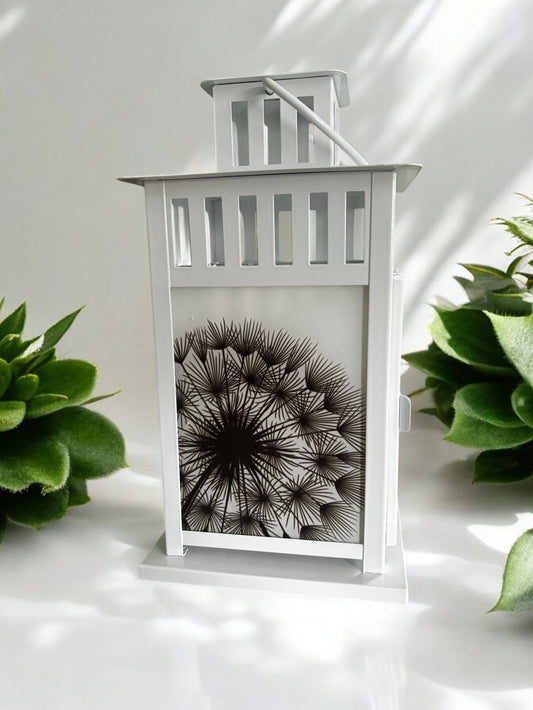 personalisierte Grablaterne mit Wunschtext - Motiv: Pusteblume