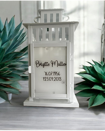 personalisierte Grablaterne mit Wunschtext - Motiv: Pusteblume
