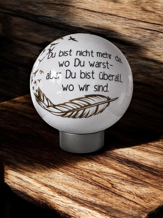 Solarkugel mit Spruch - RGBW - Motiv: Feder
