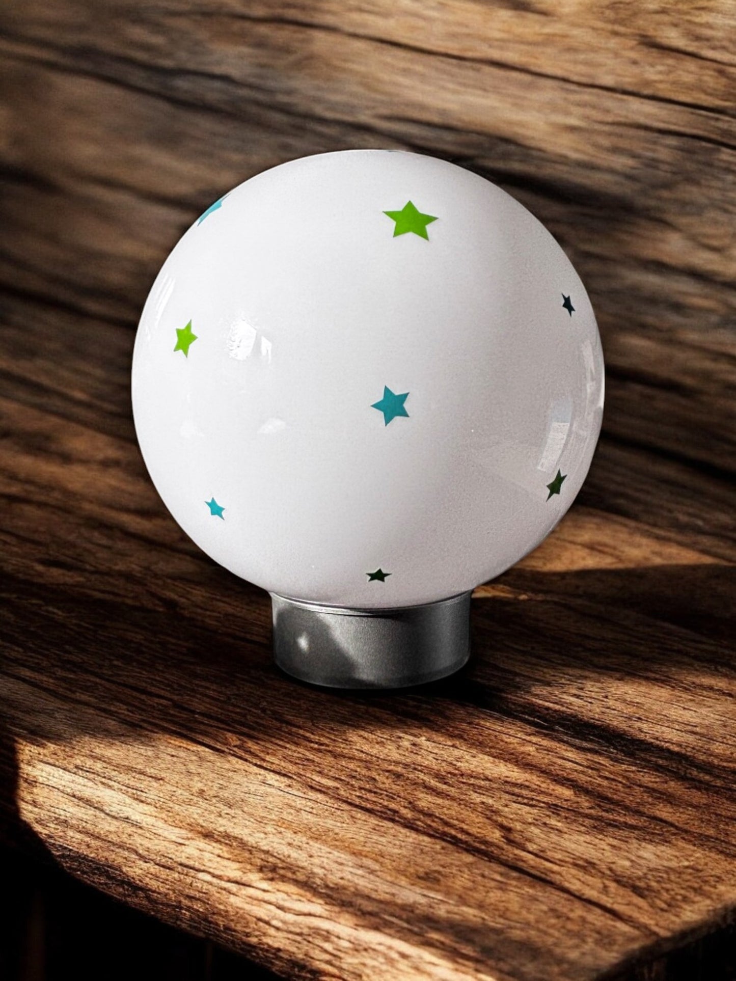 personalisierte Solarkugel - RGBW - Motiv: Pusteblume mit Sternen