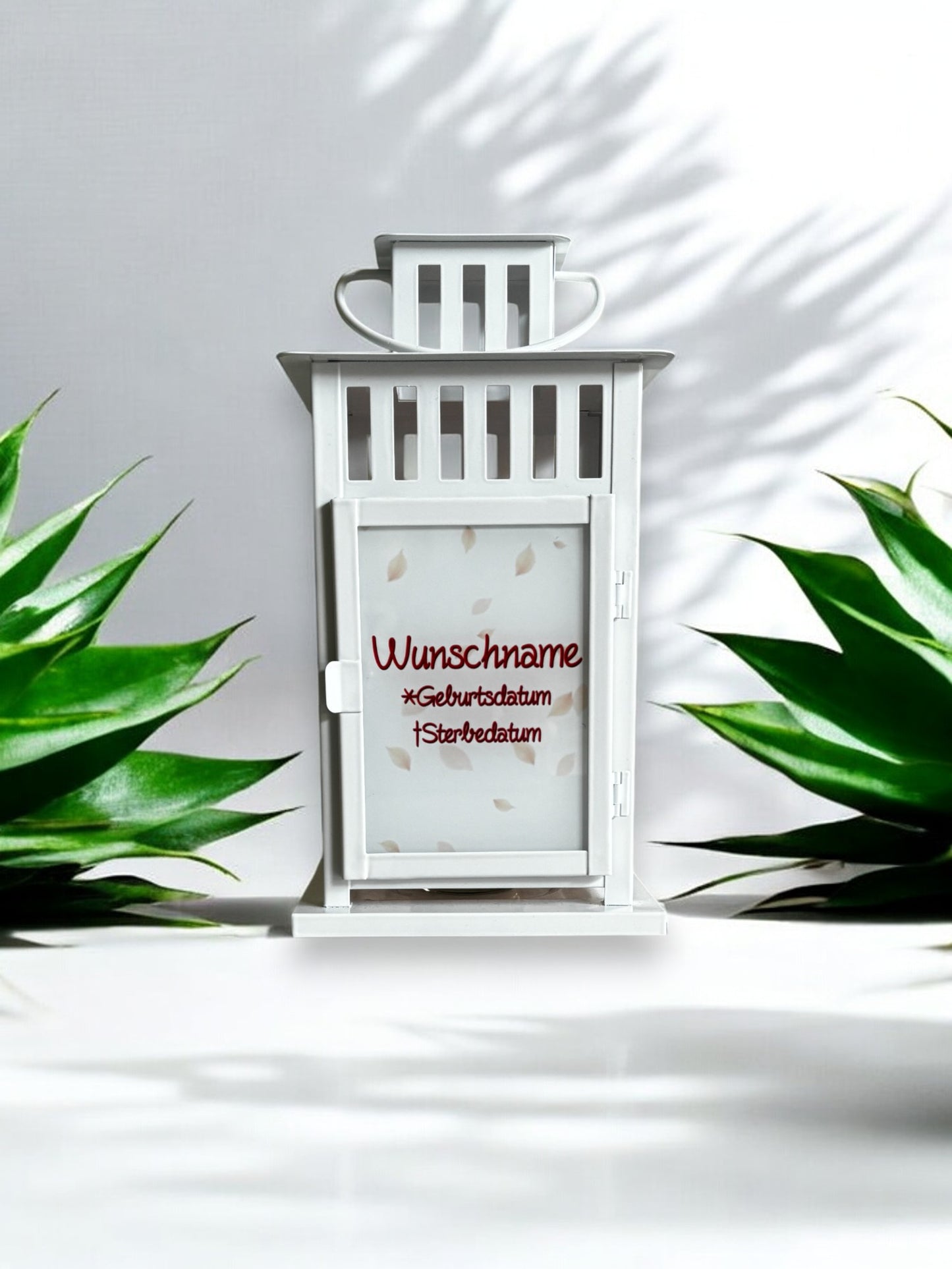 herbstliche, personalisierte Grablaterne mit Wunschtext - Bärenkollektion - Bär auf Wolke