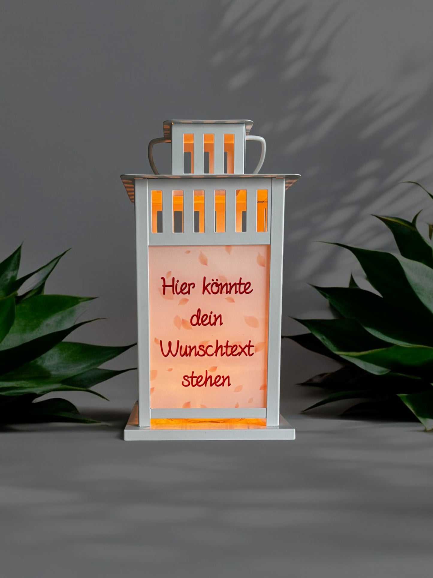 herbstliche, personalisierte Grablaterne mit Wunschtext - Bärenkollektion - Bär auf Wolke