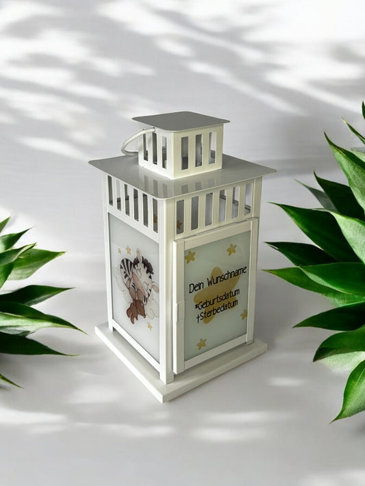 personalisierte Grablaterne mit Wunschtext - Motiv: Zebra