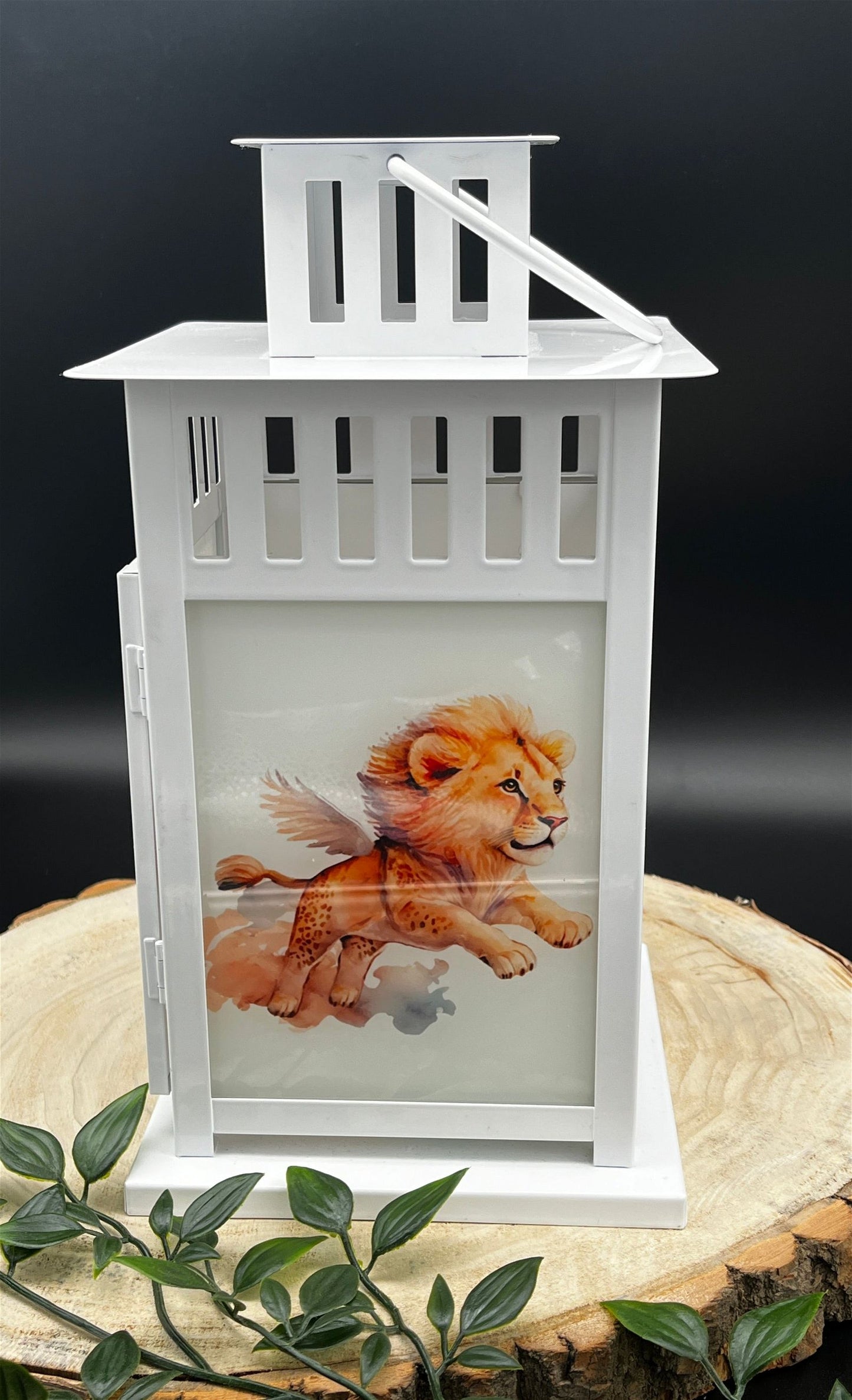 personalisierte Grablaterne - Motiv: Löwe mit Flügeln - Wunschtext - ZaraTiv -  -  - #original_alt_text# 