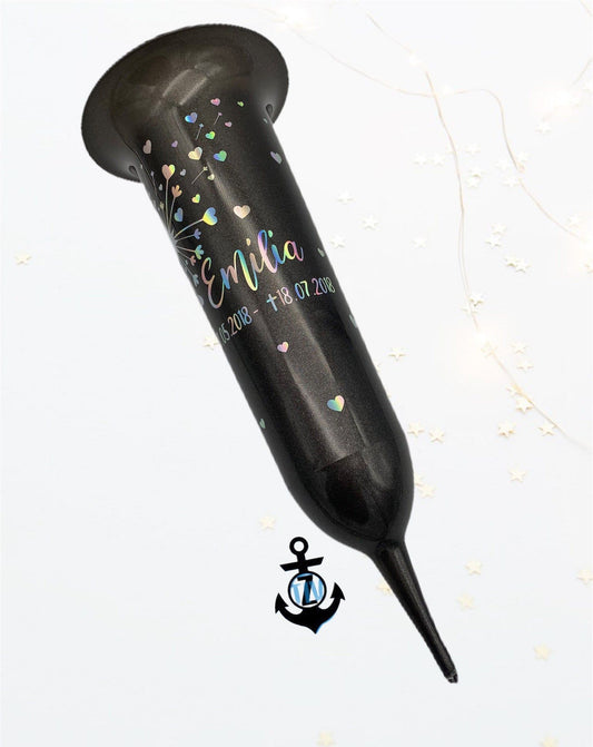 personalisierte Grabsteckvase -HOLOGRAMM- Motiv: Pusteblume mit Herzen - ZaraTiv -  -  - #original_alt_text# 