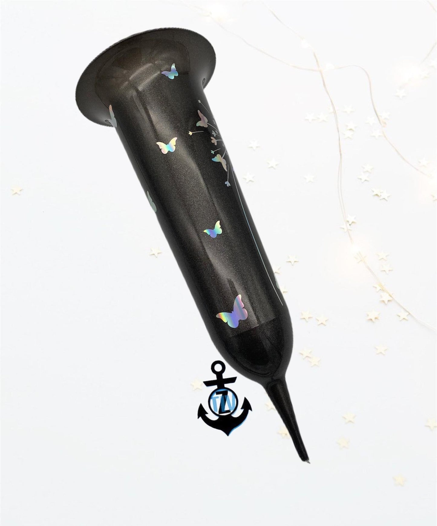 personalisierte Grabsteckvase -HOLOGRAMM- Motiv: Pusteblume mit Schmetterlingen - ZaraTiv -  -  - #original_alt_text# 