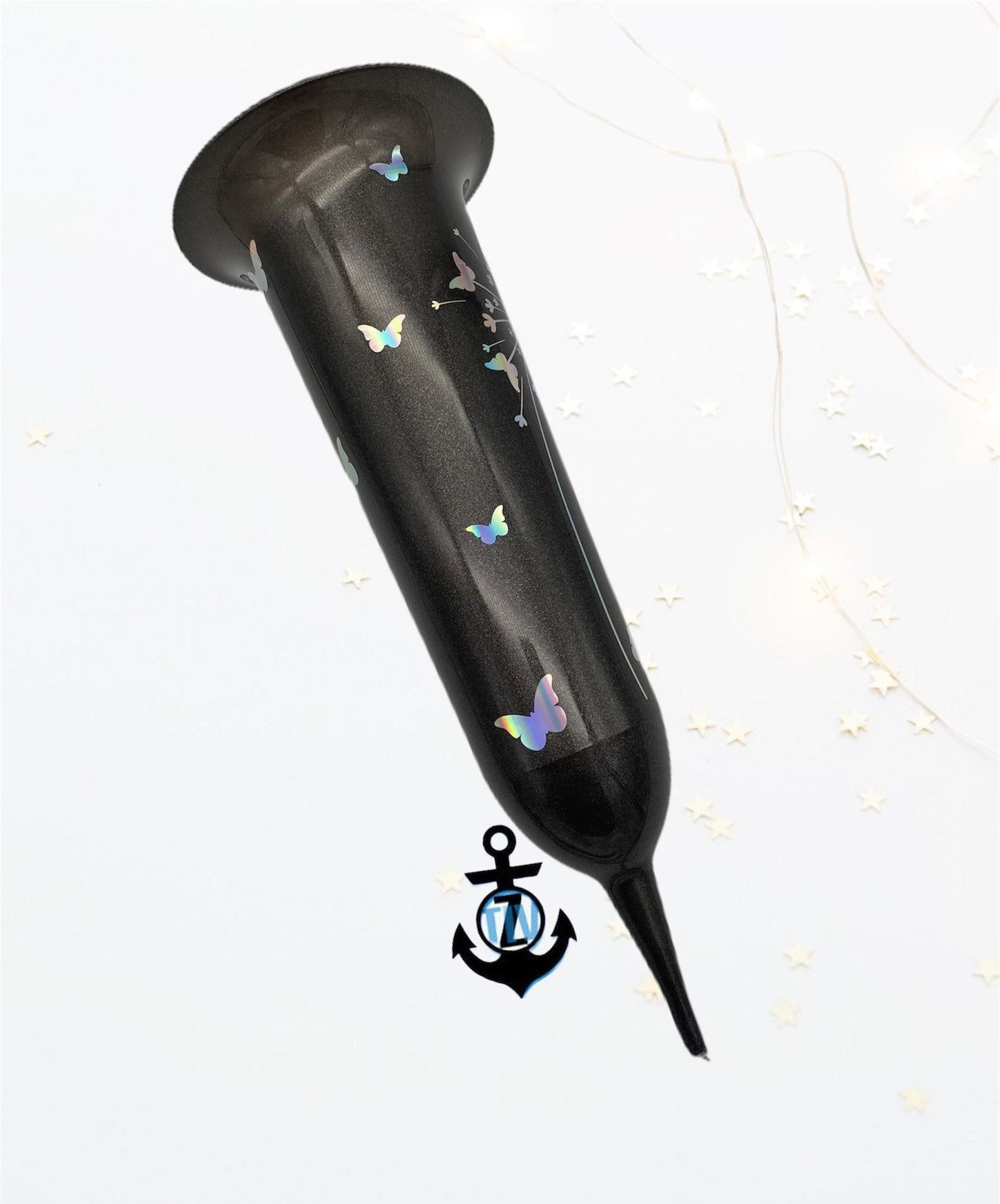 personalisierte Grabsteckvase -HOLOGRAMM- Motiv: Pusteblume mit Schmetterlingen - ZaraTiv -  -  - #original_alt_text# 