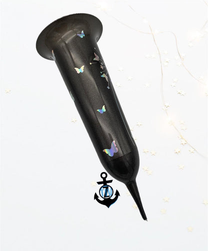 personalisierte Grabsteckvase -HOLOGRAMM- Motiv: Pusteblume mit Schmetterlingen - ZaraTiv -  -  - #original_alt_text# 