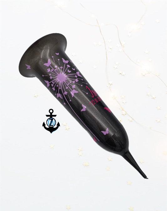 personalisierte Grabsteckvase -Wunschfarben- Motiv: Pusteblume mit Schmetterlingen - ZaraTiv -  -  - #original_alt_text# 